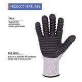 Guantes antivibración, resistentes a cortes y impactos, guantes mecánicos de trabajo, Gris, Large