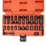 NEIKO 02435A, 22 Piece, 1/4 Socket Set, Standard 3/16” – 9/16” SAE, Deep and Shallow Sockets, Chrome Vanadium Steel, 3/8” to 1/4” Reducer, Hex Shank Socket Impact Adapter, 1/4 Drive Socket Set