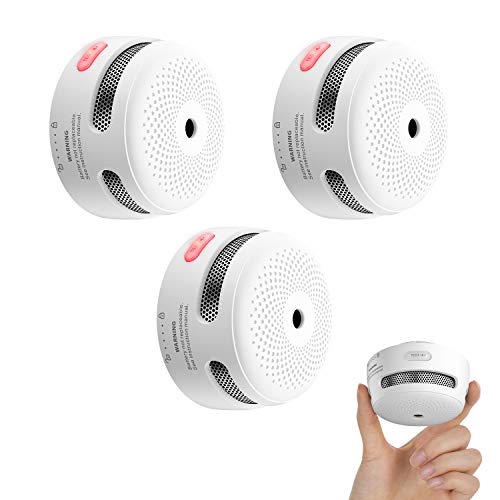 X-Sense Mini alarma de humo, detector de humo con alarma de incendio de batería de 10 años con indicador LED y botón de silencio, XS01, paquete de 3