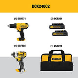 DEWALT Kit Taladro Atornillador con Llave de Impacto Inalámbrico Cargador y Bateria de Ion-Litio 20V MAX* 1.3Ah DCK240C2