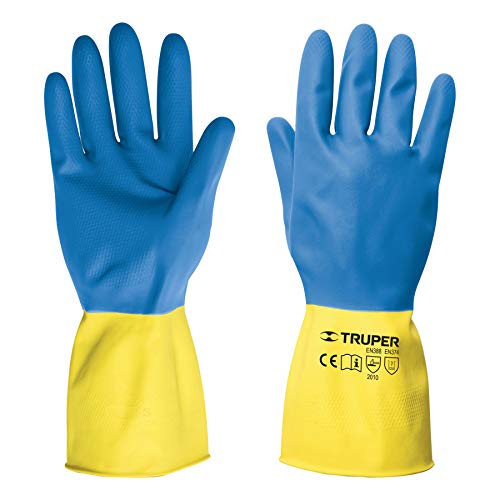 Truper GU-332, Guantes de látex reforzados para limpieza, medianos