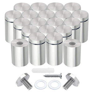 Tornillos de separación de acero inoxidable, 20 tornillos de soporte de pared de 1/2 x 1 pulgada, accesorios de montaje de vidrio para colgar marcos de fotos acrílicos, kit de tornillos de publicidad