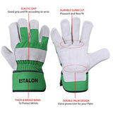 Estalon - Guantes de trabajo de piel de vaca para hombres y mujeres, guantes de rendimiento para jardinería, construcción y conducción, tallas pequeñas a XL, 1 par