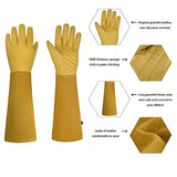 Guantes de jardinería para hombres y mujeres, a prueba de espinas, cuero vacuno para podar rosa/mora, guante largo de protección para antebrazo, guantes de trabajo para jardín (grande)