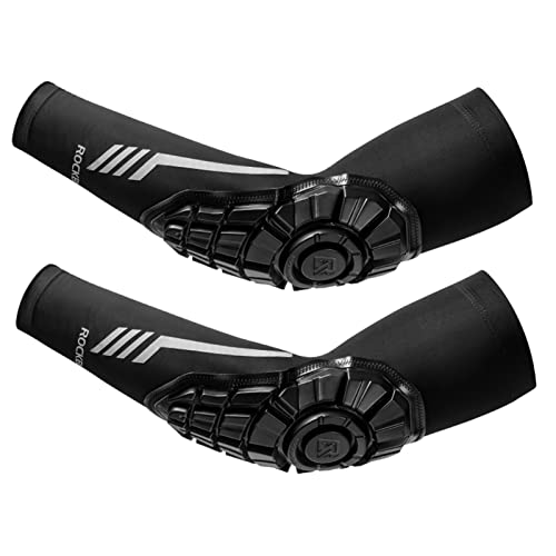 ROCKBROS Mangas de brazo para hombre, coderas, UPF50, protección UV, codero, compresión, enfriamiento, MTB, manga de ciclismo, Negro, Large