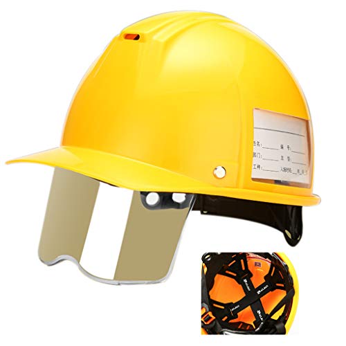 BWBZ Casco de Construcción Casco de Ingeniería Material ABS Lente Telescópica Oculta Ventana de Información Personal Diseño De Cuidado De La Barbilla Refuerzo De Remache Fuerte Sombrero De Ingeniería