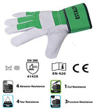 Estalon - Guantes de trabajo de piel de vaca para hombres y mujeres, guantes de rendimiento para jardinería, construcción y conducción, tallas pequeñas a XL, 1 par