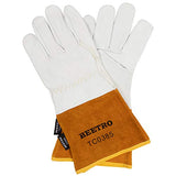 BEETRO Guantes de soldadura, soldador Tig de piel de cabra con cuero de vaca extra largo, resistente al calor/fuego, barbacoa/almacén/resistente/guantes de manejo de animales, extremadamente suaves y flexibles, 1 par