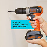 BLACK+DECKER Taladro/Atornillador Inalámbrico 20V MAX* BCD702C1-B3