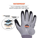 Ergodyne ProFlex 7501 Guantes de trabajo de invierno impermeables con revestimiento gris, mediano, 2 unidades