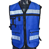 CHALECO DE SEGURIDAD INDUSTRIAL TIPO BRIGADISTA CON REFLEJANTE TEXTIL COSTADOS ABIERTOS Azul Rey