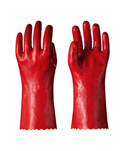 LANON Guantes de trabajo resistentes a los productos químicos PVA, reutilizables, resistentes con forro de algodón, protección de ácidos, alcalinos y aceite, talla grande