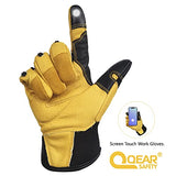 Guantes de trabajo de cuero para hombres y mujeres, guantes mecánicos, guantes de trabajo con pantalla táctil, guantes de seguridad, 1 par (mediano)