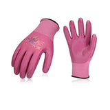 Vgo NT2110 - Guantes de jardinería para mujer (3 pares, revestimiento de nitrilo, talla M, color rojo)