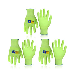 3 pares de guantes de trabajo utilitarios para mujeres y hombres, guantes resistentes a los cortes, guantes de jardinería ultraligeros y flexibles con revestimiento de poliuretano (XL, verde)