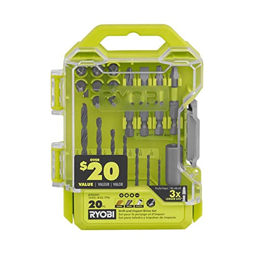 RYOBI Kit de taladro y accionamiento de impacto (20 piezas)