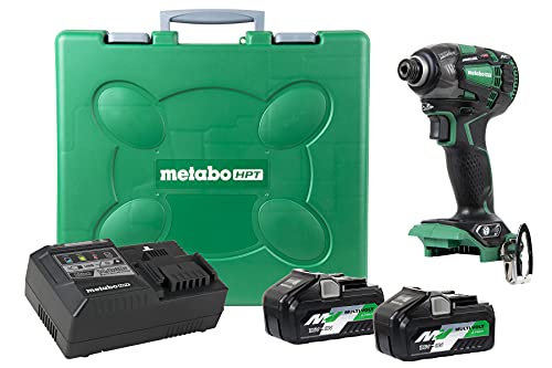 Metabo HPT WH36DBG - Kit de destornillador de impacto inalámbrico multivoltios de 36 V, dos baterías y cargador