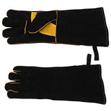 Guantes de soldadura, de piel, resistentes al calor, resistentes al fuego, con costuras de Kevlar, resistentes al calor, para soldar, horno, parrilla, barbacoa, chimenea, estufa, soporte para ollas, soldador, 40,6 cm