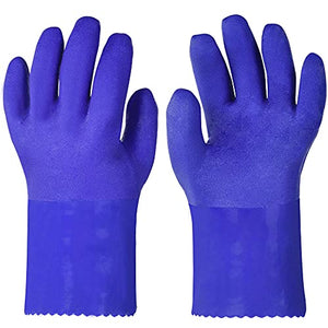 Guantes industriales cortos de 28 cm de largo, revestimiento de PVC resistente a los químicos, guantes resistentes al agua reutilizables