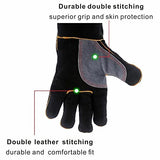 KGEZW Guantes de soldadura resistente al calor perfecto for soldador/cocción/hornear/chimenea/manejo de animales/BBQ - Black-Gray 14 pulgadas