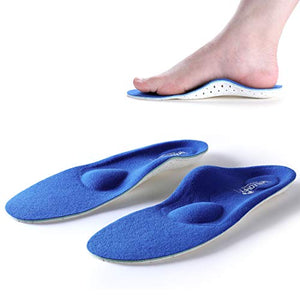 Walkomfy - Plantillas ortopédicas para aliviar el dolor de fascitis plantar, plantillas de soporte de arco para pies planos, insertos de zapatos para hombres y mujeres/deportes absorción de golpes para caminar, correr, senderismo (azul, 9-9.5 mujeres/7-7.