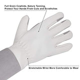 Guantes de jardinería para mujeres y hombres, guantes de cuero de manga larga para podar rosas, guantes de trabajo a prueba de espinas para jardín, guantes de manejo de animales (grandes, gris)