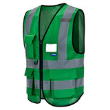 A-SAFETY Chaleco de seguridad reflectante de alta visibilidad con logotipo personalizado (XS-8XL), Amarillo/Azul, Medium