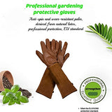 Guantes de jardinería de cuero profesionales para mujeres y hombres, guantes de trabajo de jardín rosa con protección del antebrazo