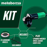 Metabo HPT G12SR4 molinillo angular de 4-1/2 pulgadas, estuche y 5 ruedas abrasivas incluidas, 6.2-Amp, compacto y ligero