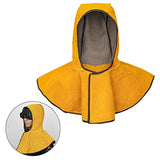 AMLESO Capucha de soldadura para la cabeza/cuello de protección de soldador, protección para el hombro, casco ignífugo, de vacuno, resistente al viento, chal de soldadura, sombrero