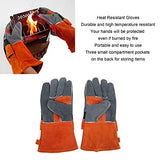 YECK Guantes Resistentes al Calor ignífugos, no abrasadores, ignífugos, Guantes Protectores para Barbacoa para cocinar con 3 Compartimentos para Acampar Naranja