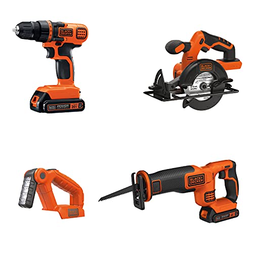 BLACK+DECKER 20V MAX Combo kit Taladro inalámbrico, 4-herramientas