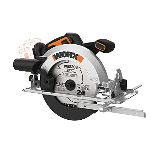 Worx Nitro WX520L.9 - Sierra circular inalámbrica (20 V, 7,25 pulgadas, con motor sin escobillas (sólo herramienta)