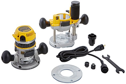 DEWALT DW618PK Juego de Fresadora y Rebajadora de Velocidad Variable y Base Fija, 12 A, 1 1/4 Hp