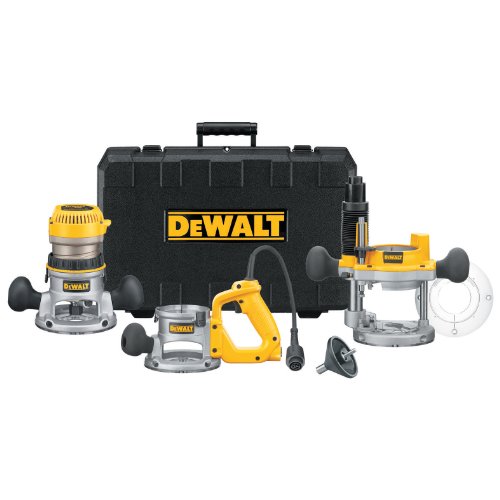 Dewalt DW618B3 Paquete de rebajadora con tres bases, 1678 W, motor de 12 A, 24,000 RPM NA