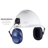 Casco con cancelación de ruido acoplable para los oídos que bloquean la reducción de sonido de la protección de los oídos para la construcción, montaje de la tapa de seguridad con adaptadores de montaje de casco duro|HUARUII, Azul, Large