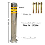 Conos de estacionamiento de Acero Inoxidable de bolardo de estacionamiento Fijo, Postes de Seguridad, Pila de Carretera con bolardos de Seguridad Reflectantes para Entrada, Conjunto