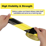 Cinta de seguridad de advertencia de peligro, 36 yardas x 2 cm x 4 rollos, color amarillo y negro, rollo de cinta de precaución, impermeable, antideslizante, no abrasiva, autoadhesiva, para piso de pared, piso, equipo de tuberías, fábrica