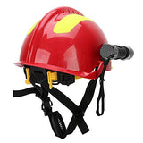 Casco duro, casco de seguridad de rescate profesional, protección contra incendios antiimpacto, casco duro con faro y gafas (rojo)