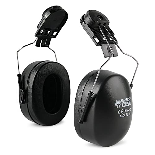 Orejeras montadas en casco, protección auditiva acoplable, orejeras de seguridad profesional, para construcción o fabricación, protección contra el ruido NRR de 27 dB (3022HM negro)