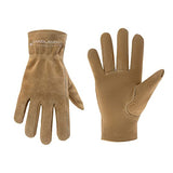 Guantes de trabajo de cuero genuino para niños, guantes de jardinería para niños de 2 a 11 años, perfectos para niños, jardín, patio, al aire libre (Medium, 1 Pairs Khaki)