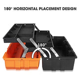 Torin Caja de herramientas de plástico de 17 pulgadas, organizador de caja de herramientas portátil de almacenamiento multifunción de 3 niveles, negro/naranja ATRJH-3430T