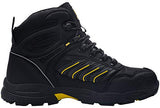 LARNMERN Botas de punta de acero a prueba de pinchazos para hombres, indestructibles, cómodas, antideslizantes, antiestáticas, botas de trabajo de seguridad al aire libre L91185 (31.0 cm, Negro amarillo)