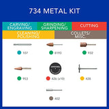 Dremel 734-01 Kit de accesorios para herramientas rotativas de corte de metal, juego de 16 piezas, incluye broca de grabado, piedras de molienda y cepillo de acero al carbono