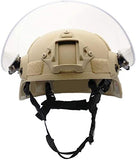 Zgsalvation Casco De Protección Rápida con Parasol Transparente Gafas Deslizantes Y Soporte NVG Y Rieles Laterales (Color : Tan, Size : 55-60cm)