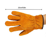 Guantes de Soldadura de Piel，trabajo Guantes de soldadura para soldadores,barbacoa,jardinería,camping,estufa,chimenea