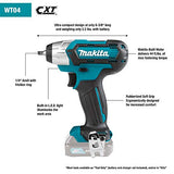 Makita WT04R1 12V max CXT® Kit de llave de impacto inalámbrica de iones de litio de 1/4" (2.0Ah)