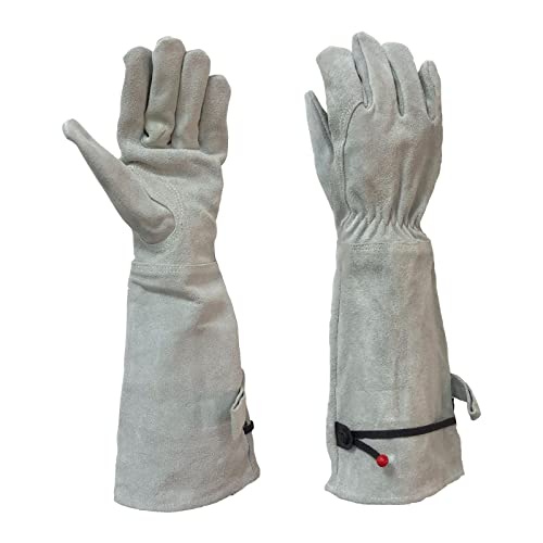 B Baosity Guantes de jardinería de cuero de PU para mujeres y hombres Guantes de protección de antebrazo largo resistente a prueba de espinas Guantes de trabajo, l