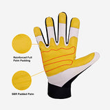 Handlandy - Guantes de trabajo de cuero para hombre y mujer, guantes de trabajo de piel de cabra de primera calidad, flexibles y con agarre para jardín (XL)