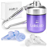 LaloLab - Tapones para los oídos para dormir | 2 tamaños cómodos y reutilizables con cancelación de ruido para dormir y ronquidos, viajes, trabajo, hasta 28 dB NRR | Estuche y caja de regalo | 2 pares, tamaño mediano y pequeño